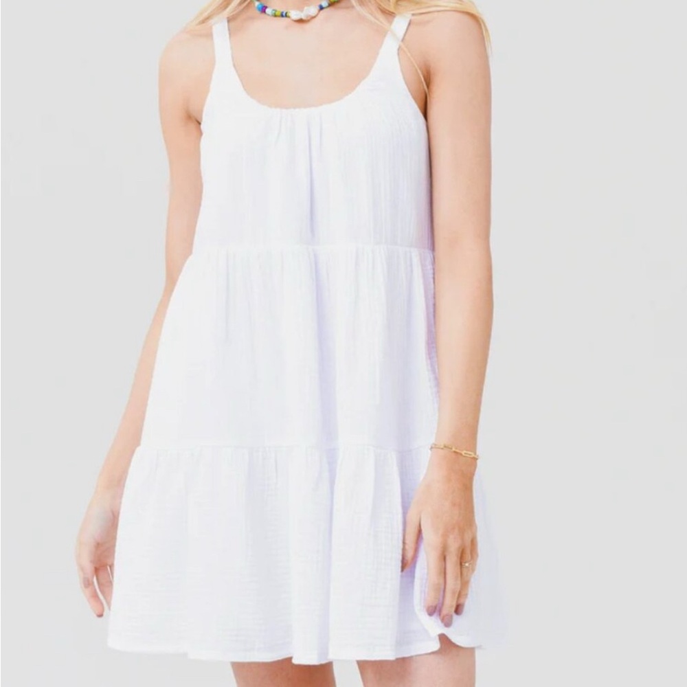 Z Supply Danny gauze mini dress in White